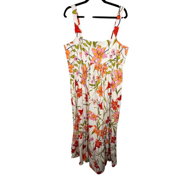 Clover & Sloan, 18, White, Pink, & Red Floral Maxi Dress, Boho, Cottage, Plus - Picture 1 of 7